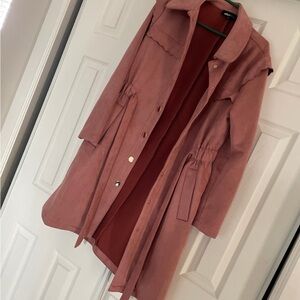 Alice Blue Dusty Rose Trench Coat